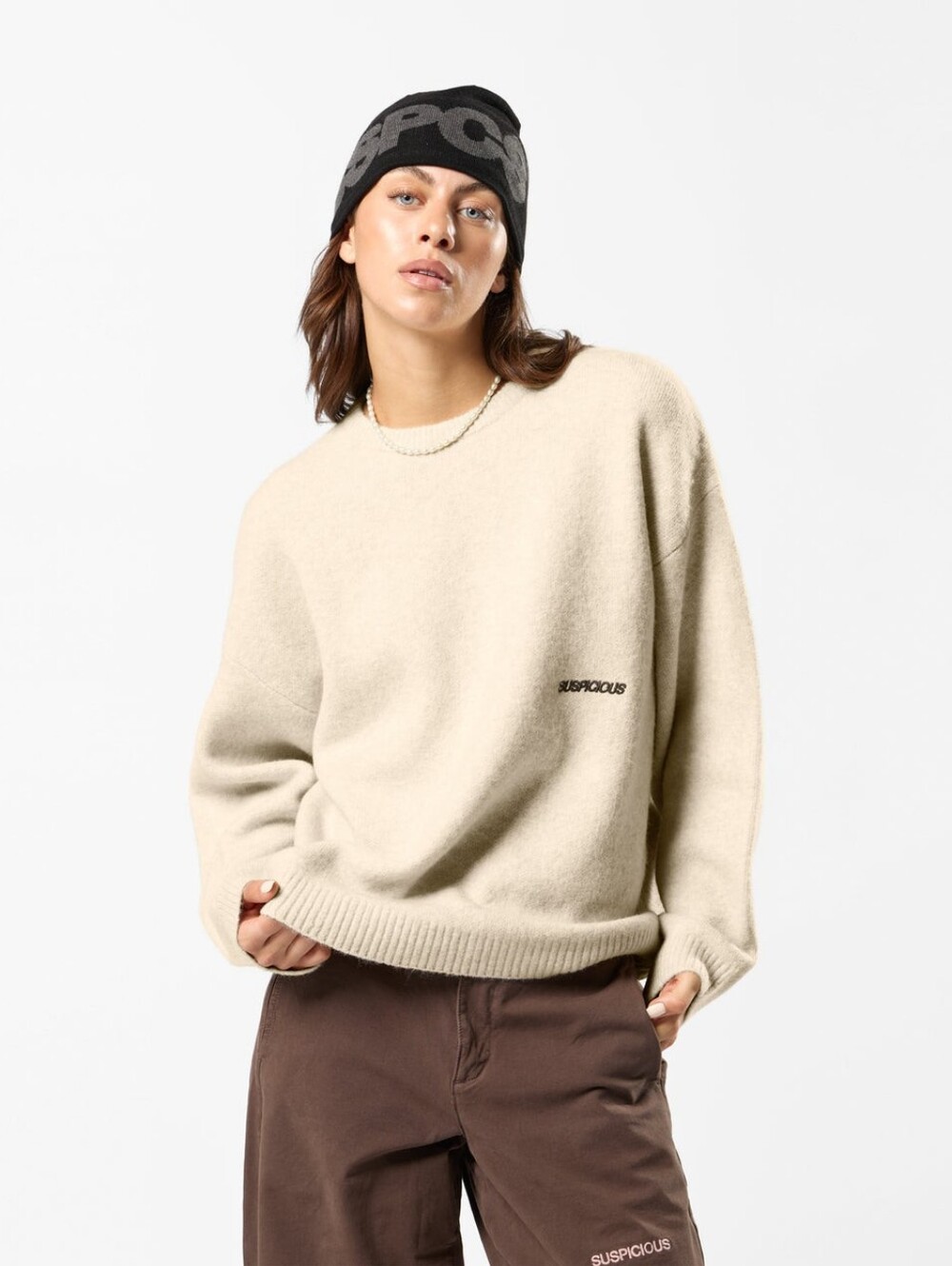 The Suspicious Antwerp "The SUS Knitted Sweat" Dune Beige Large